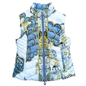Emilio Pucci Multi Colored Quilted Down Puffer Vest size 12 Rare